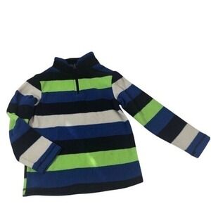 The Children's Place Blue Green and WHite Striped Fleece Sweater Size Small 5/6